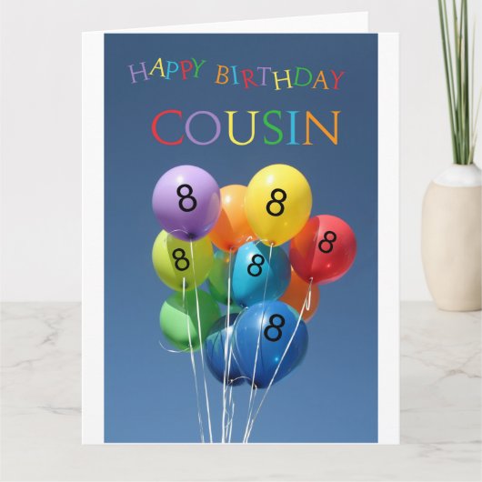 Carte Ballons couleur Cousin 8e anniversaire (Devant)