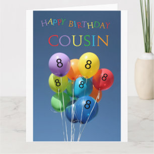 Carte Ballons couleur Cousin 8e anniversaire