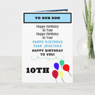 Carte Ballons Cupcakes Fête d'anniversaire de Fils NOM T