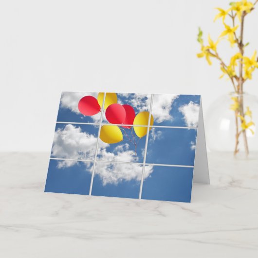 Carte Ballons d'adieu (Fleur jaune)