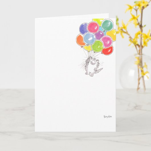 CARTE BALLONS D'ANNIVERSAIRE (Fleur jaune)