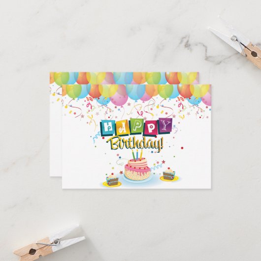 Carte Ballons d'anniversaire (Devant/Arrière en situation)