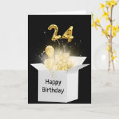 Carte Ballons d'anniversaire 24e en boîte blanche (Fleur jaune)