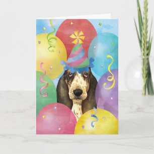 Carte Ballons d'anniversaire Basset Hound