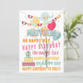 Carte Ballons d'anniversaire colorés et amusants (Debout devant)