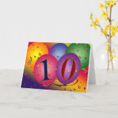 Carte Ballons d'anniversaire de 10 ans ! (Fleur jaune)