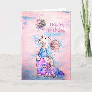 Carte Ballons d'anniversaire de l'ours polaire