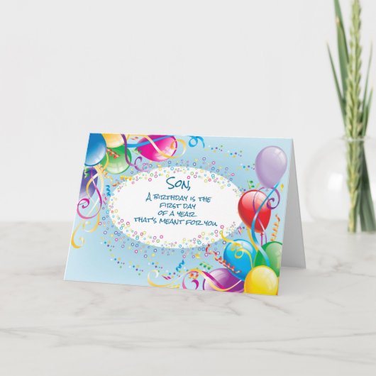 Carte Ballons d'anniversaire du Fils (Devant)