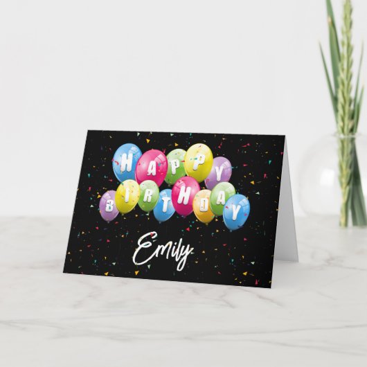 Carte Ballons d'anniversaire et Confetti (Devant)
