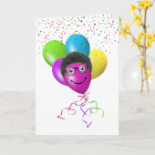 Carte Ballons d'anniversaire et Humour Confetti (Fleur jaune)
