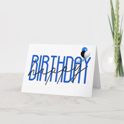 Carte ballons d'anniversaire heureux contemporain sur bl (Devant)