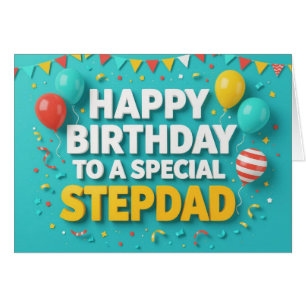 Carte Ballons d'anniversaire mignonne pour Stepdad