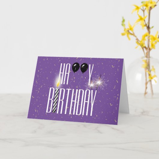 Carte Ballons d'anniversaire noirs avec des étincelants (Fleur jaune)