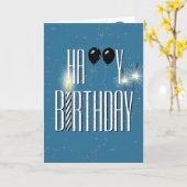 Carte Ballons d'anniversaire noirs avec des étincelants (Fleur jaune)