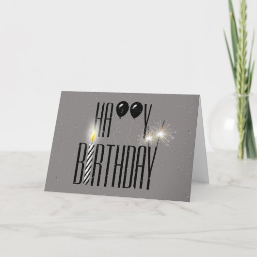 Carte Ballons d'anniversaire noirs avec Sparkler (Devant)
