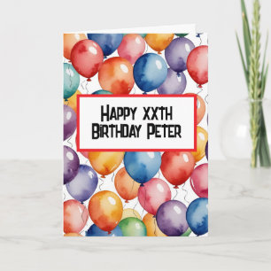 Carte Ballons d'anniversaire personnalisés Joyeux WATERC