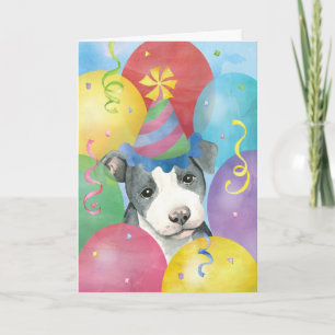 Carte Ballons d'anniversaire Pit Bull Terrier