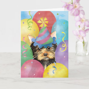 Carte Ballons d'anniversaire Yorkie