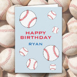 Carte Ballons De Baseball Joyeux Enfants Anniversaire Pe<br><div class="desc">Carte d'anniversaire de baseball pour les enfants. Cette carte de voeux personnalisée de baseball a un joyeux voeu d'anniversaire, un nom et de nombreuses boules de baseball sur le côté avant, des boules à l'intérieur à gauche et une boule à l'arrière. Les couleurs sont le rouge, le bleu et le...</div>