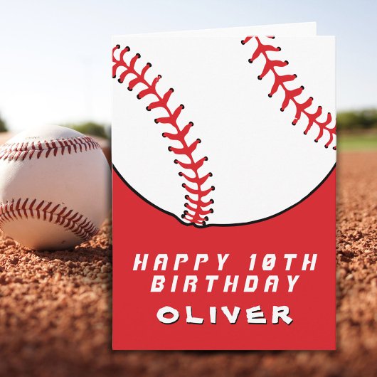 Carte Ballons de baseball Red Boy Nom Joyeux anniversair