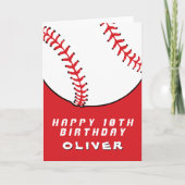 Carte Ballons de baseball Red Boy Nom Joyeux anniversair (Devant)
