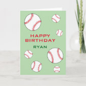 Carte Ballons De Baseball Vert Heureux Enfants D'Anniver (Devant)