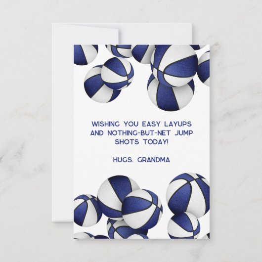 Carte ballons de basket bleus blancs bonne chance pour l (Dos)