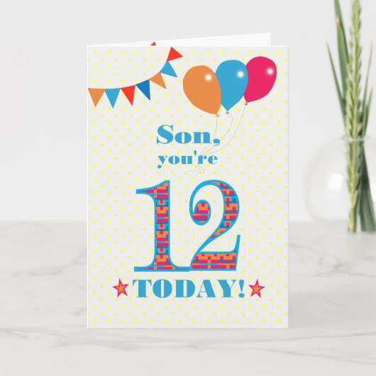 Carte Ballons de Bunting Son 12e anniversaire (Devant)