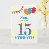 Carte Ballons de Bunting Son 15e anniversaire (Fleur jaune)