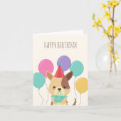 Carte Ballons de chiot mignon drôle anniversaire (Fleur jaune)