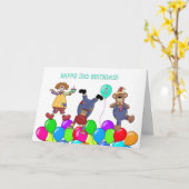 Carte Ballons de clowns du 2e anniversaire (Fleur jaune)