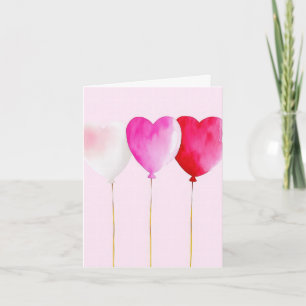 Carte Ballons de coeur rose mignon Salutation de Saint V