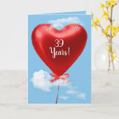 Carte Ballons de coeur rouge pour 39e anniversaire (Fleur jaune)