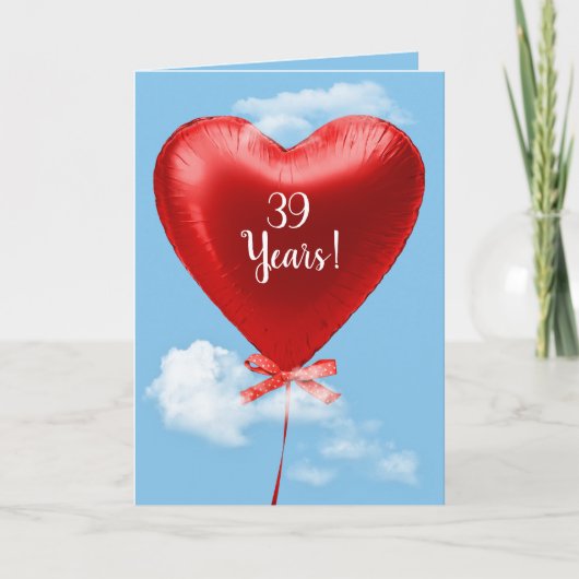 Carte Ballons de coeur rouge pour le 39e anniversaire (Devant)