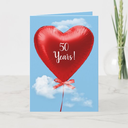 Carte Ballons de coeur rouge pour le 50e anniversaire (Devant)
