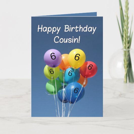 Carte Ballons de Cousin 6e anniversaire (Devant)