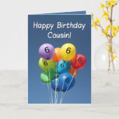 Carte Ballons de Cousin 6e anniversaire (Fleur jaune)