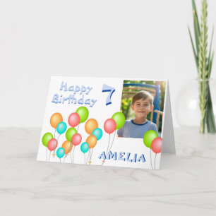 Carte Ballons de fête colorés Enfant Photo Anniversaire