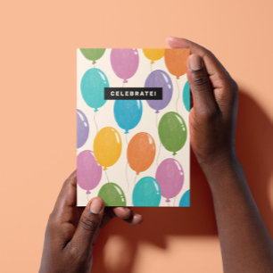 Carte Ballons de fête d'anniversaire colorés