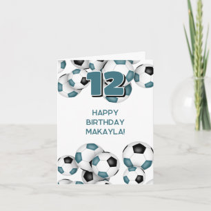 Carte Ballons de football noir turquoise enfants sport a