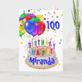 Carte Ballons de gâteau d'anniversaire Ajouter le nom AG (Devant)