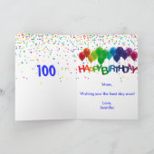 Carte Ballons de gâteau d'anniversaire Ajouter le nom AG (Intérieur)