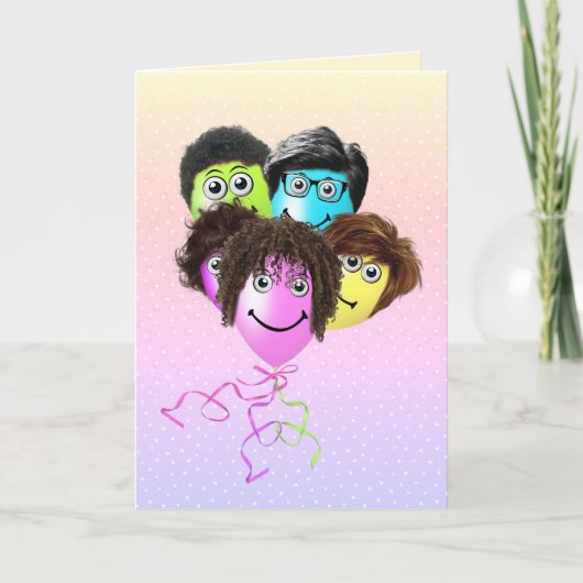 Carte Ballons de gens amusants du groupe (Devant)