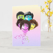 Carte Ballons de gens amusants du groupe (Fleur jaune)