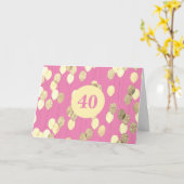 Carte Ballons de Parties scintillant rose et or 40e anni (Fleur jaune)