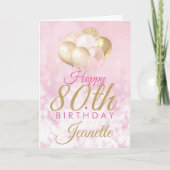 Carte Ballons de Parties scintillant rose glamour 80e an (Devant)