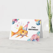 Carte Ballons de poisson Koi et chapeau de fête Oiseau d (Devant)