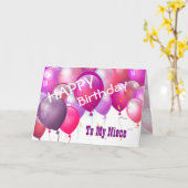 Carte Ballons de rose de joyeux anniversaire avec la (Fleur jaune)