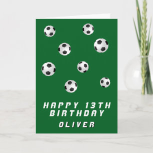 Carte Ballons de soccer vert garçon Joyeux anniversaire