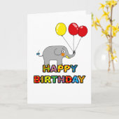 Carte Ballons d'éléphant en dessin animé fête d'annivers (Fleur jaune)